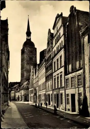 Ak Stralsund in Vorpommern, Badenstraße, Kirchturm