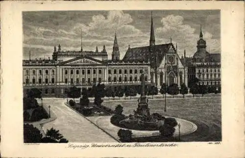 Künstler Ak Leipzig, Universität, Paulinerkirche