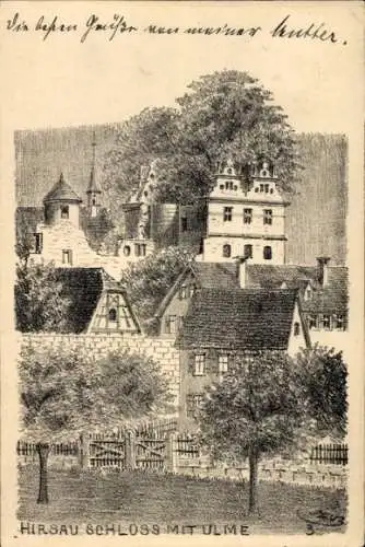 Ak Hirsau Calw im Schwarzwald, Hirsau Schloss mit Ulme, Schwarzwaldlandschaft, historische Arc...