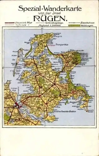 Landkarten Ak Insel Rügen, Spezial-Wanderkarte