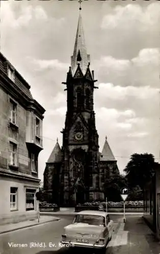 Ak Viersen in Nordrhein Westfalen, Evangelische Kirche, Straße, Auto, historische Architektur