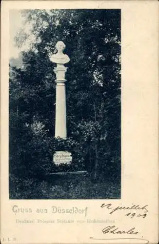 Ak Düsseldorf am Rhein, Denkmal Prinzess Stefanie von Hohenzollern
