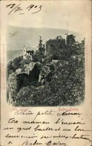 Relief Ak Baden Baden am Schwarzwald, altes Schloss