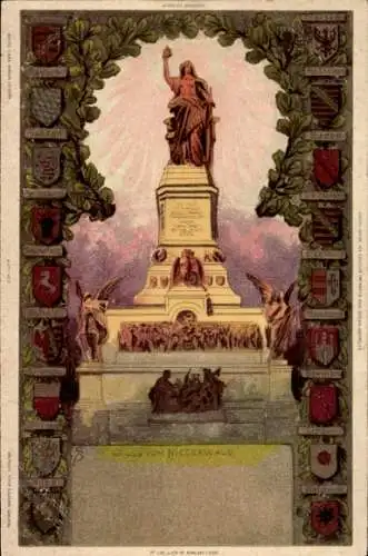 Wappen Ak Rüdesheim am Rhein, Niederwald Nationaldenkmal
