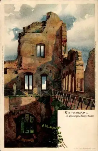 Künstler Litho Mutter, K., Baden Baden am Schwarzwald, Rittersaal im alten Schloss, Ruine