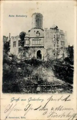Ak Bad Godesberg Bonn am Rhein, Ruine  Gruß aus Godesberg, Szesztokat, Köln