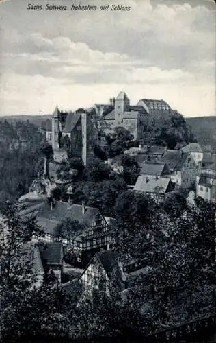 Ak Hohnstein Sächsische Schweiz, Sachs Schweiz, Hohnstein mit Schloss, Burgen, Landschaft