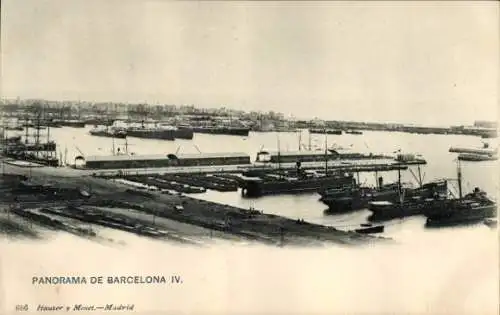 Ak Barcelona Katalonien Spanien, Panorama, Hafenansicht