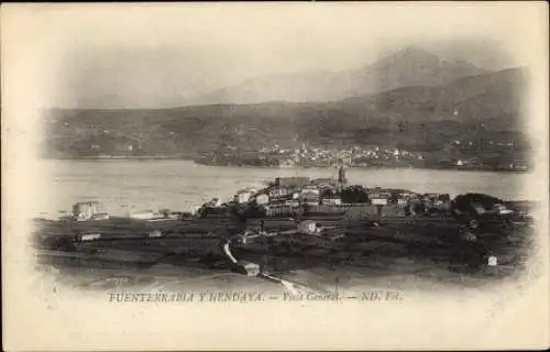 Ak Hondarribia Fuenterrabia Baskenland, Schwarzweißfotografie von Fuenterrabía und Hendaya, La...