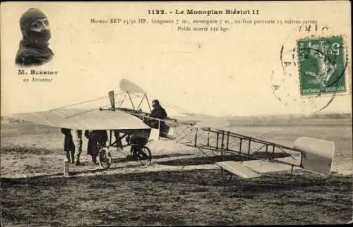 Ak Monoplan Blériot 11, Flugpionier