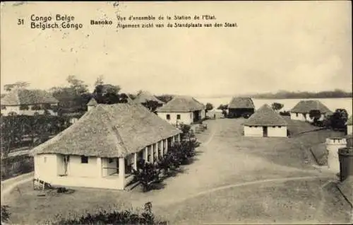 Ak Belgisch Kongo Demokratische Republik Kongo Zaire, Historische Ansicht, Station des Staates...