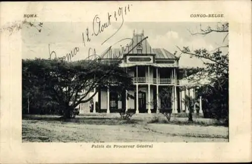 Ak Boma Congo Belge DR Kongo Zaire, Palais du Procureur Général, koloniales Gebäude, Kongo