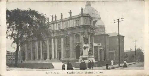 Ak Montreal Québec Kanada, Cathédrale Saint-James,  Architektur, Menschen auf der Straße