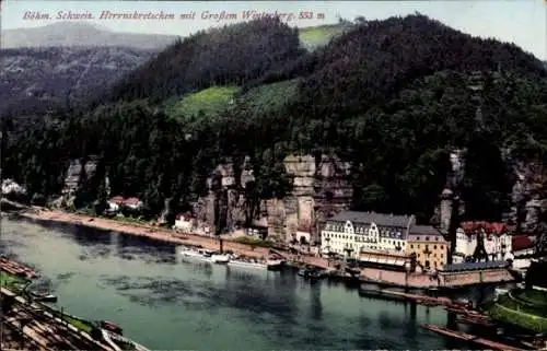 Ak Hřensko Herrnskretschen Elbe Reg. Aussig, Großer Winterberg, Ort