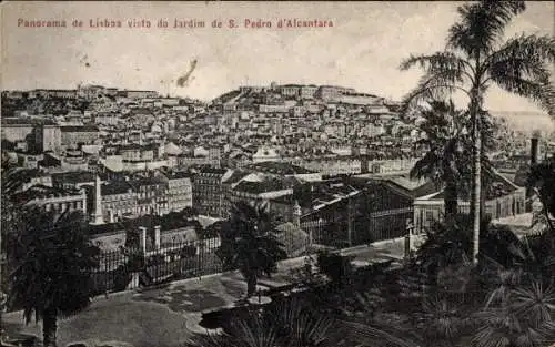 Ak Lisboa Lissabon Portugal, Panorama von  gesehen vom Jardim de S. Pedro d'Alcantara