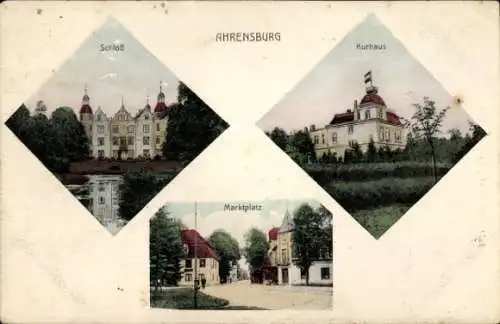 Ak Ahrensburg in Holstein, Schloss, Kurhaus, Marktplatz