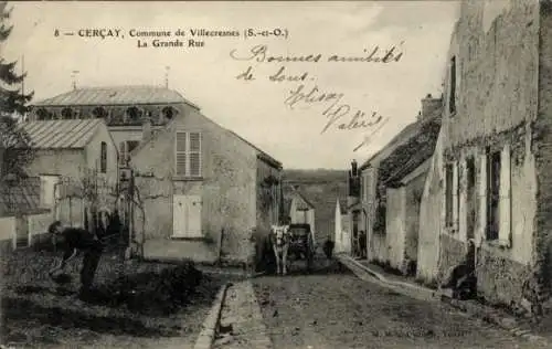 Ak Cerçay Villecresnes Val-de-Marne, Grande Rue