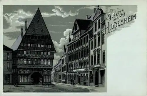 Ak Hildesheim in Niedersachsen, Knochenhauer Anishaus, alte Architektur, detaillierte Zeichnung