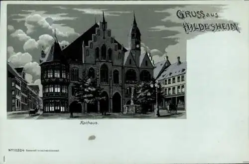 Ak Hildesheim in Niedersachsen, Rathaus, Gruß aus   Architektur, Wolken