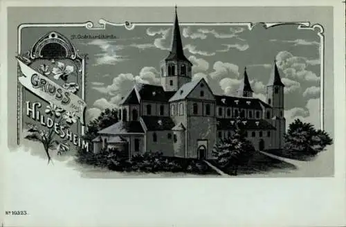 Ak Hildesheim in Niedersachsen, St. Gedehandikirche, detaillierte Darstellung, großformatig