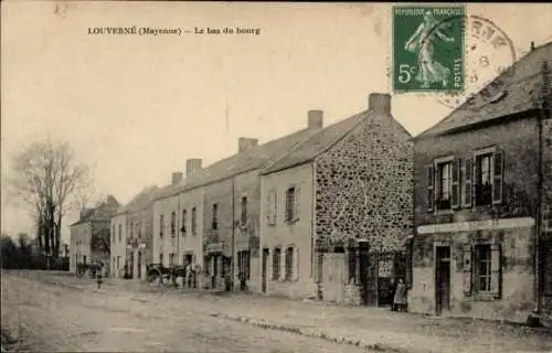 CPA Louverné Mayenne, Le bas du bourg