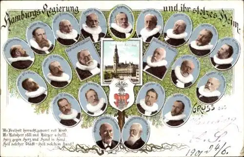 Ak Hamburg, Hamburgs-Regierung und ihr stolzes Heim, Rathaus, Wappen