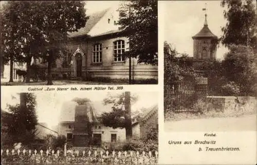 Ak Brachwitz Treuenbrietzen in Brandenburg, Kirche, Gasthof Zum Stern