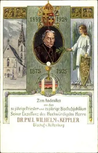 Litho Priester- und 25jähriges Bischofsjubiläum Dr. Paul Wilhelm von Keppler, Bischof von Rottenburg