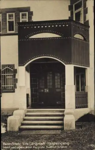 Ak Baden Kanton Aargau Schweiz, Villa Langmatt, Haupteingang