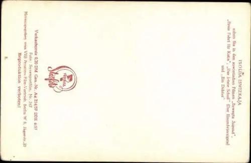 Ak Schauspielerin Isolda Iswizkaja, Bewegte Jugend, Ein Dichter