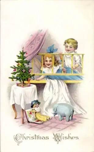 Ak Glückwunsch Weihnachten, Tannenbaum, Kinder, Geschenke