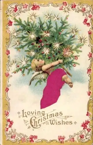 Material Ak Glückwunsch Weihnachten, Tannenbaum, Engel