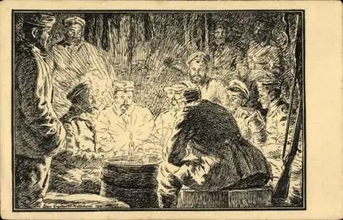 Regiment Künstler Ak Reserve Jäger Batl. 4, Mauschelbrüder im Zeltlager, I. WK