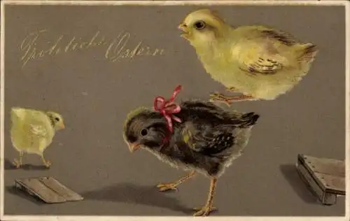 Präge Ak Glückwunsch Ostern, Küken