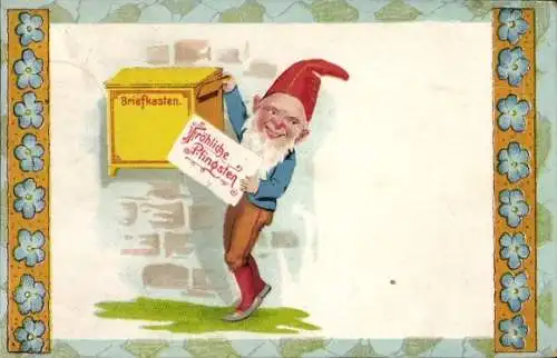 Ak Glückwunsch Pfingsten, Zwerg, Briefkasten