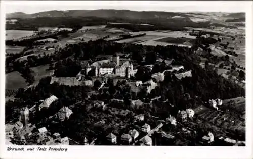 Ak Kronach in Oberfranken, Veste Rosenberg, Fliegeraufnahme