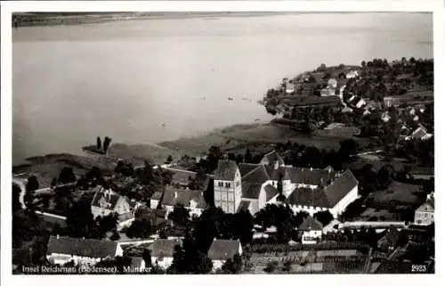 Ak Insel Reichenau Bodensee, Fliegeraufnahme, Münster