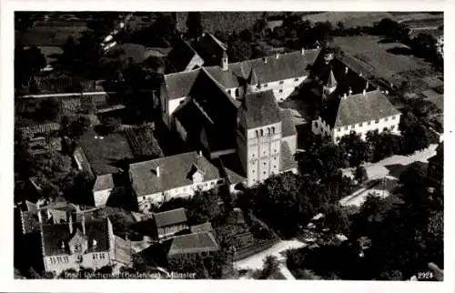 Ak Insel Reichenau Bodensee, Fliegeraufnahme, Münster