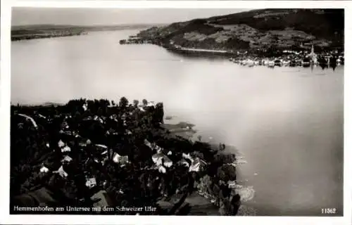 Ak Hemmenhofen Gaienhofen am Bodensee, Fliegeraufnahme, Schweizer Ufer