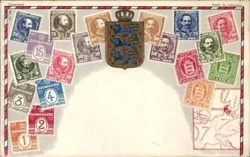 Präge Wappen Briefmarken Ak Dänemark, Ore, Postfrimarke