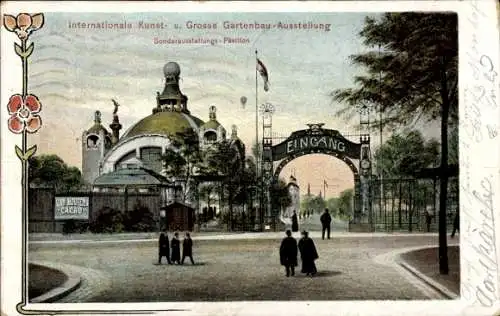 Ak Düsseldorf am Rhein, Internationale Kunst- und Große Gartenbau-Ausstellung, Eingang