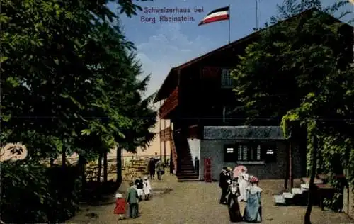 Ak Trechtingshausen am Rhein, Schweizerhaus bei Burg Rheinstein