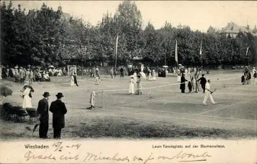 Ak Wiesbaden, Lawn-Tennisplatz auf der Blumenwiese