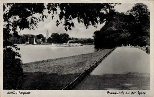 Ak Berlin Treptow, Promenade an der Spree
