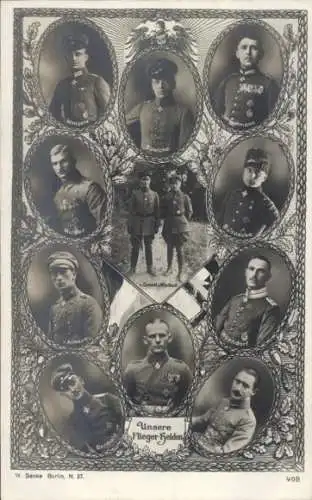 Ak Propaganda, Deutsche Flieger-Helden, Deutsche Piloten in Uniformen