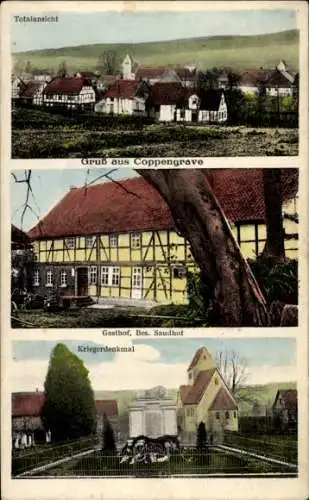 Ak Coppengrave Duingen Niedersachsen, Gesamtansicht, Kriegerdenkmal, Gasthof