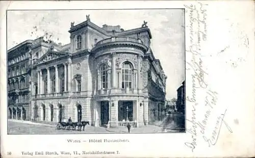 Ak Wien 6 Mariahilf, Hôtel Ronacher, s Gebäude, Pferdewagen, Mariahilfer Straße