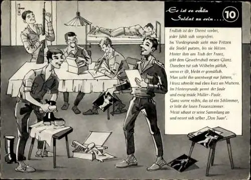 Ak Bundeswehr, Soldat beim Schuhputzen, Es ist schön, Soldat zu sein...