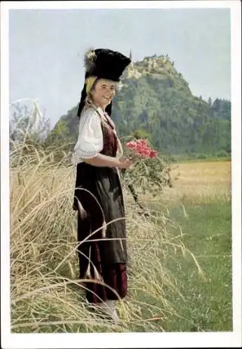 Ak Zollfeld Kärnten Österreich, Kärntner Tracht, Mädchen-Porträt
