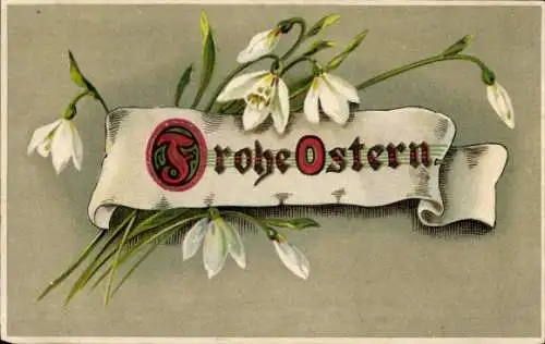 Präge Ak Frohe Ostern, Schneeglöckchen